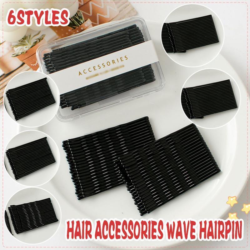 40 PCS Short Black Waved Hair Pins Bobby Pins Grips Salon Dance Hair Accessories - Long Flat Clip