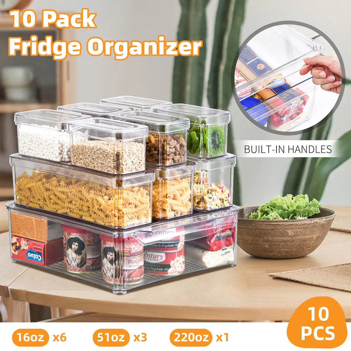 Refrigerator Storage Box Set Fruit Vegetable Fresh Keeper Kitchen Organizer Use
