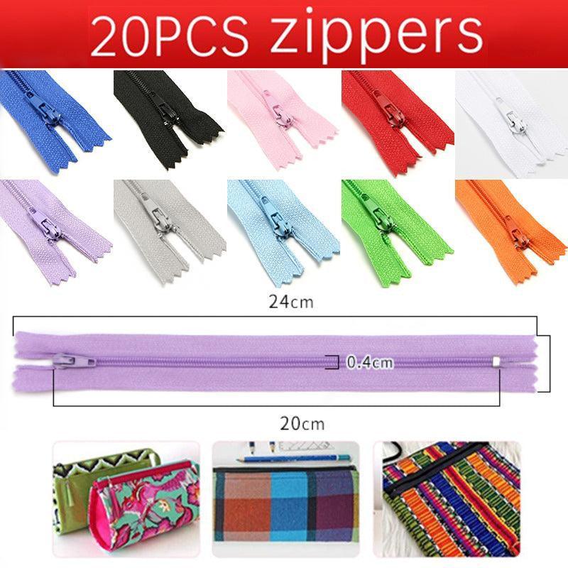 20PCS Closed End Nylon Zippers Tailor Sewer DIY Craft Sewing 20cm - Black