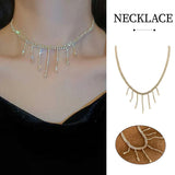 Luxury Zirconia Tassel Necklace Elegant Collar Jewelry for Women Party Wear