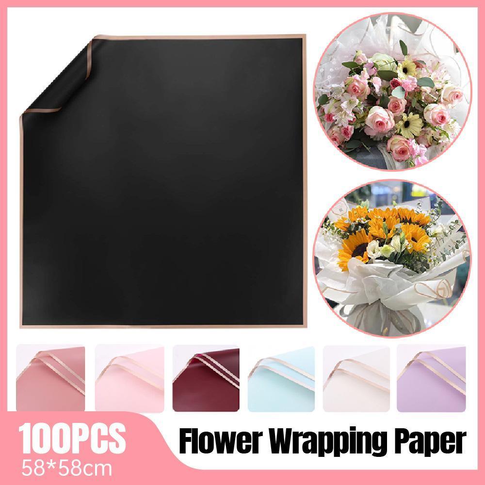 100PCS Waterproof Flower Gift Wrapping Paper Florist Bouquet Craft Packaging - Purple