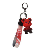 Car Keyring Animal Key Ring Lanyard Bear Keychain Gradient colour Bear Keychain - Red