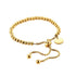 Ladies 18K Gold Plated Titanium Steel Chain Bead Ball Bracelet Cuff Gift - Gold