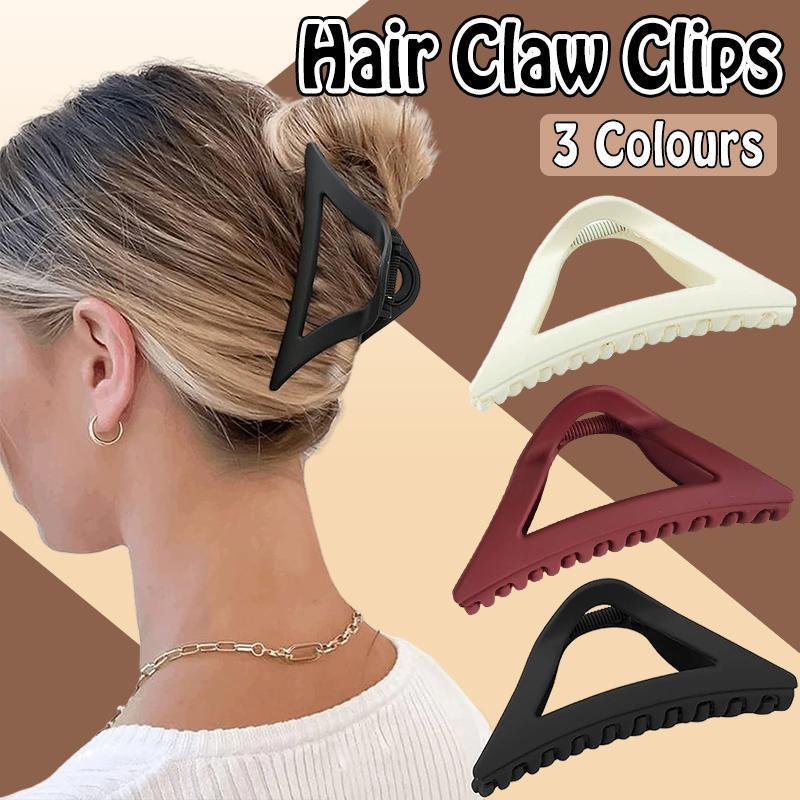 Women's Simple Hair Claws Clip Large Geometric Barrette Ponytail Clamp Hairpin - Black