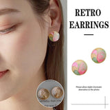925 Silver Retro Geometry Oil Painting Color Mixing Dangle Earrings Jewlery Gift