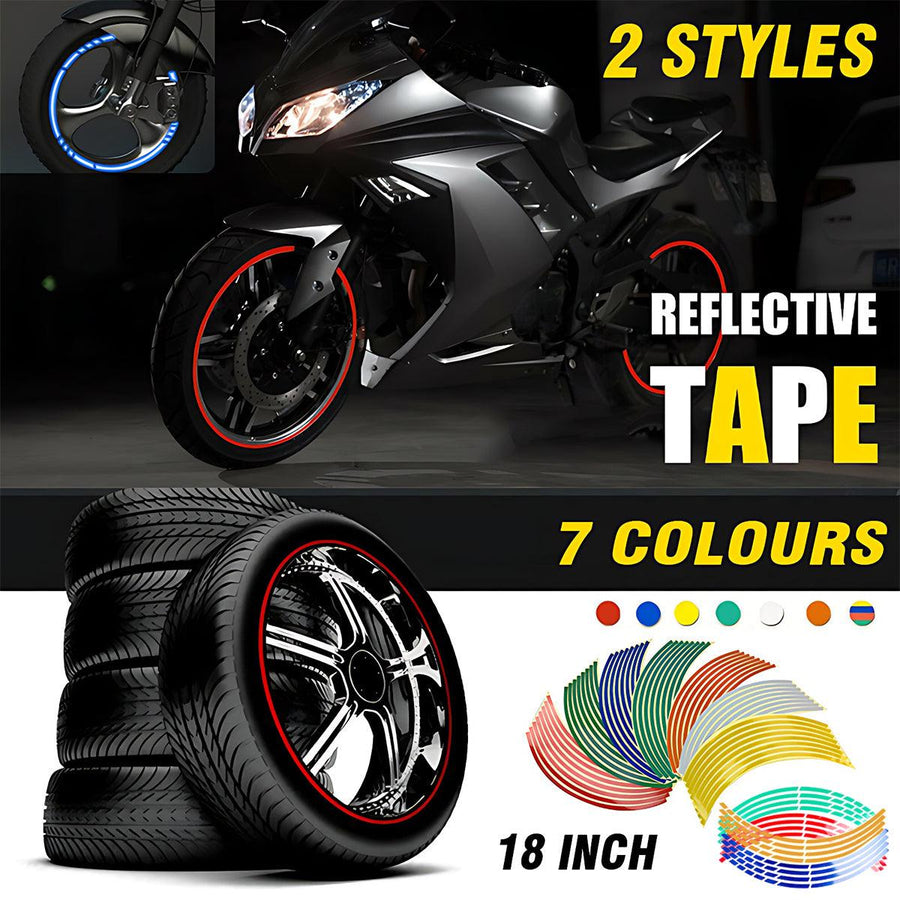 18inch Reflective Rim Tape Wheel Stripe Decal Trim Sticker For Car Motorcycle - Break-Reflective Yellow/Gold
