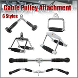 Cable Pulley Attachment Tricep Rope V Grip LAT Pull Down Gym Accessory - Revolving Straight Bar