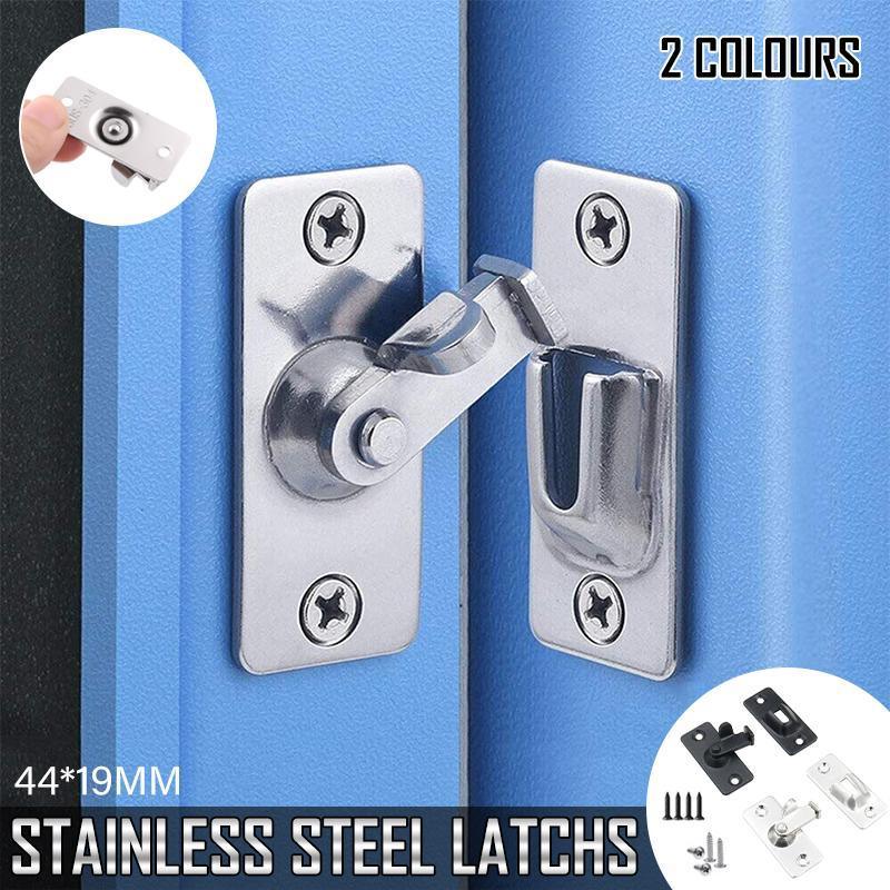 90 Degree Sliding Door Lock Hasp - Stainless Steel Corner Latch - Black-2PCS