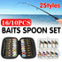 10/16PCS Fishing Lure Spinners Baits Spoon Set with Tackle Bag Trout Bass Tackle - B(10PCS)