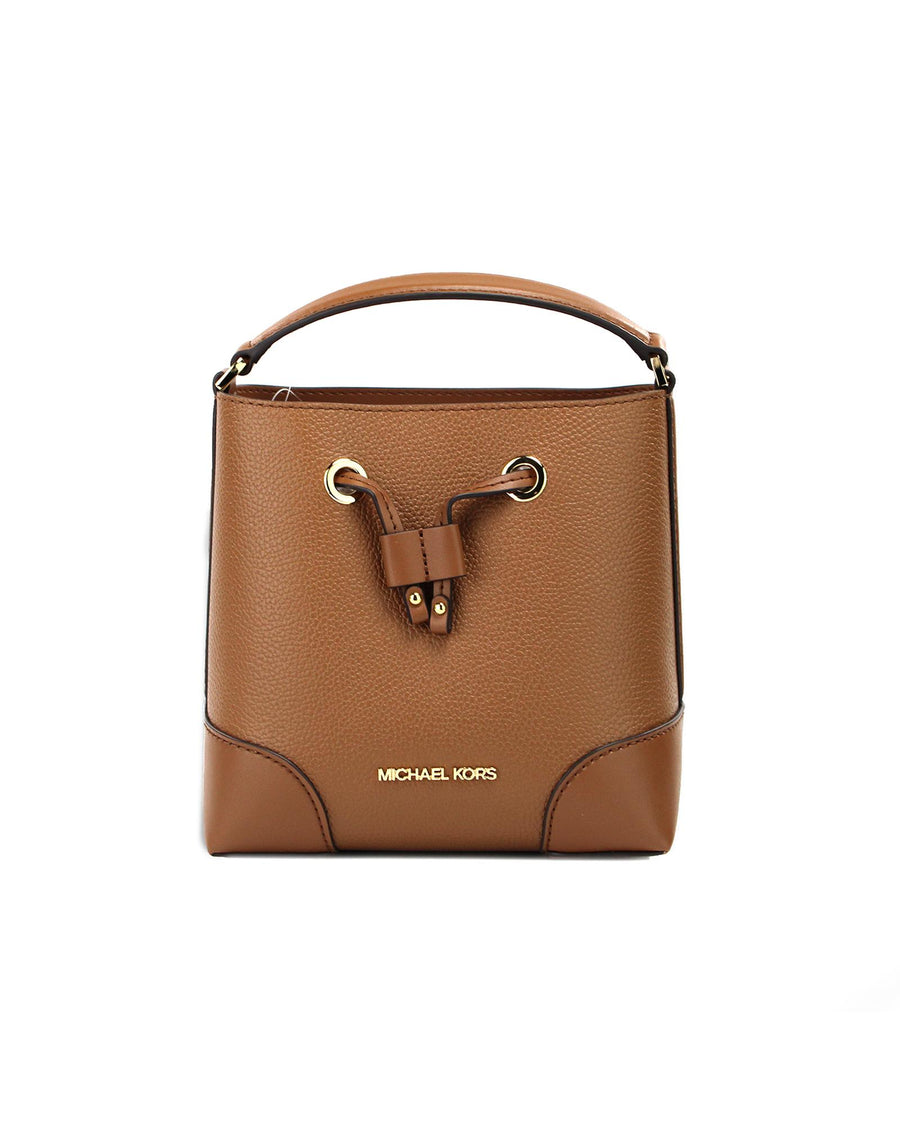 Michael Kors Women's Mercer Small Luggage Pebbled Leather Bucket Crossbody Bag Purse - One Size