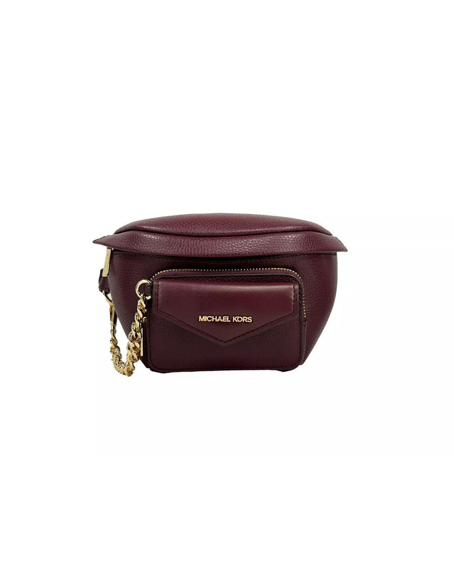 Michael Kors Women's Leather Maise 2 in 1 Fanny Waist Pack Bag Maroon - One Size