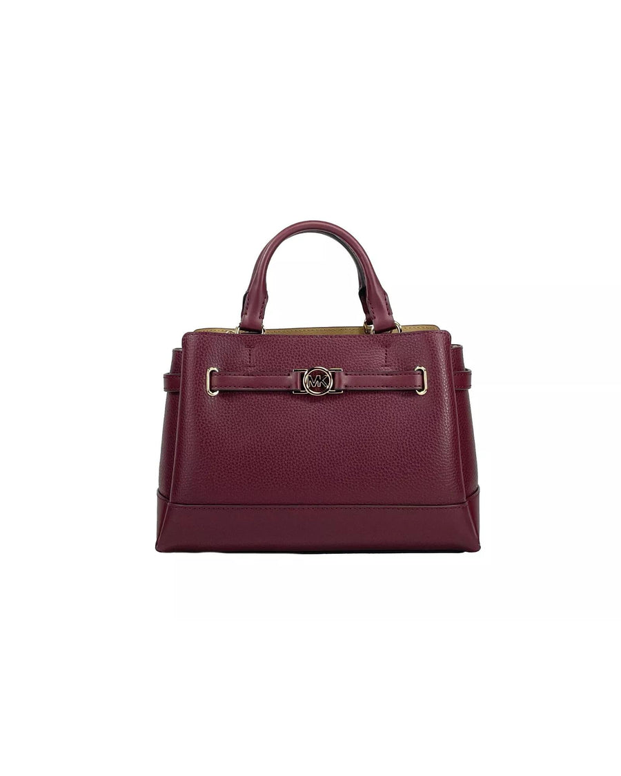 Michael Kors Women's Reed Small Leather Belted Satchel Crossbody Bag Oxblood - One Size
