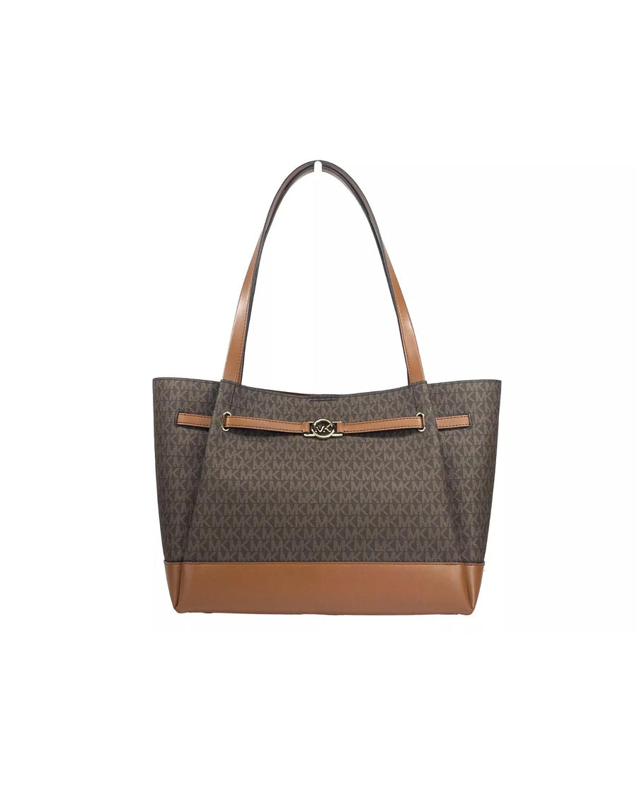 Michael Kors Women's Reed Large Belted Tote Shoulder Bag Purse Brown - One Size