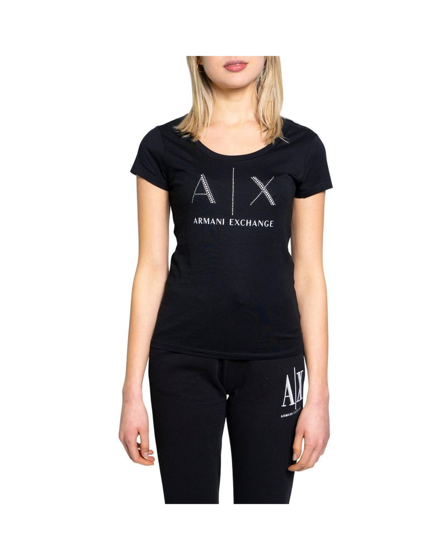 Armani Exchange Women's Black Cotton Tops & T-Shirt - 40 IT