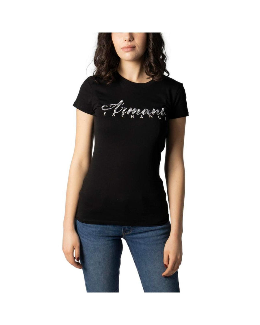 Armani Exchange Women's Black Cotton Tops & T-Shirt - 44 IT