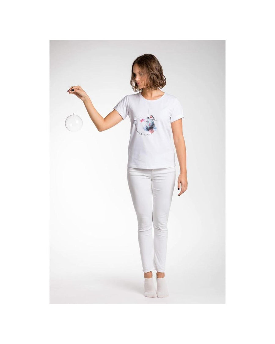 ATratti Women's Chic White Stretch Viscose Tee - M