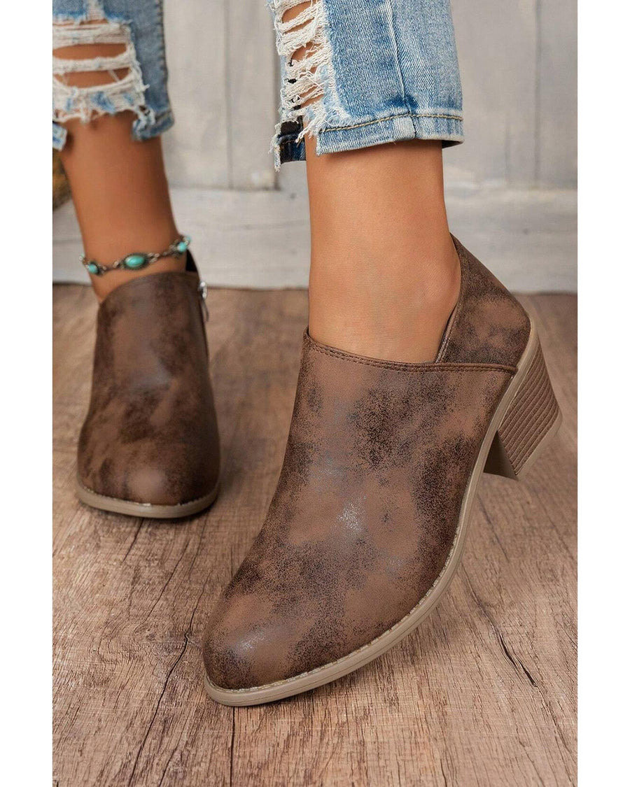 Coffee Tulip Opening Suede Ankle Boots - 37 EU