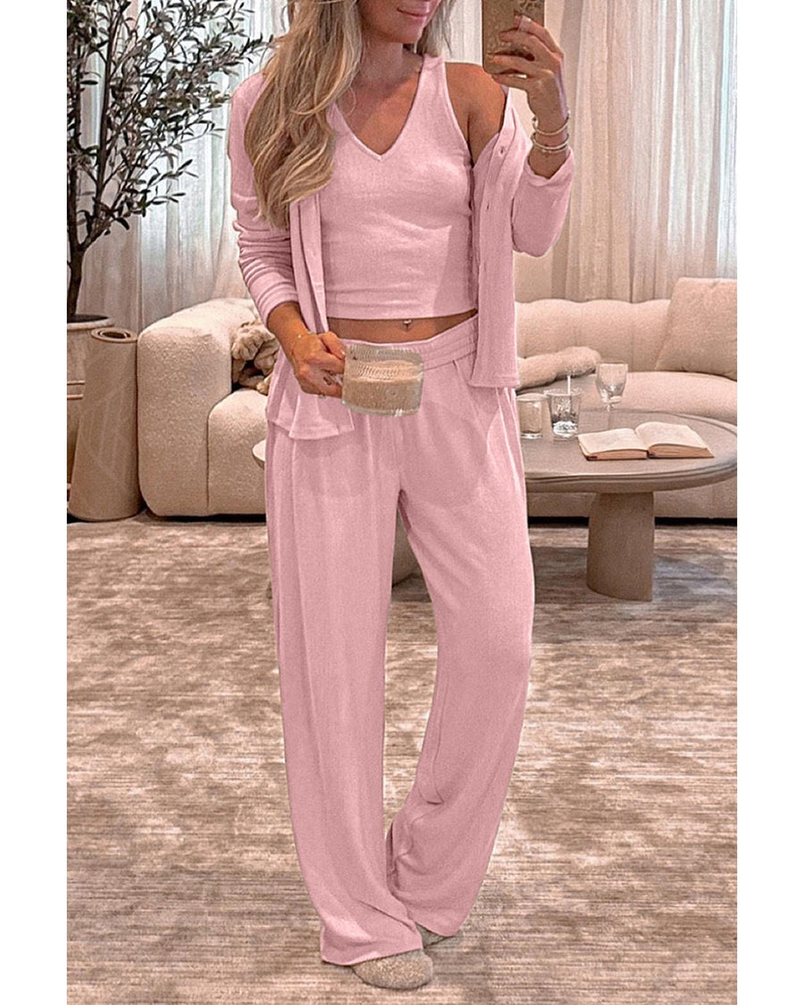 Light Pink 3-Piece Cozy Knit Lounge Set - S