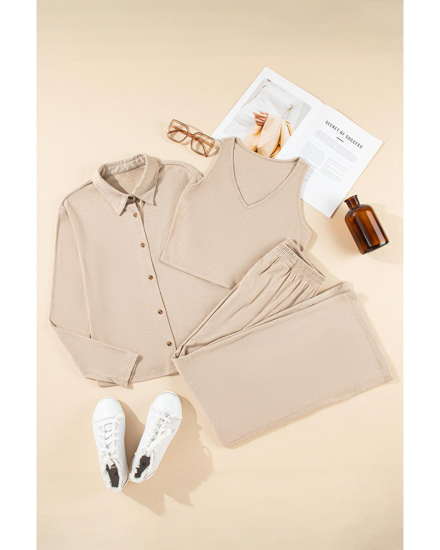 Oatmeal 3-Piece Cozy Knit Lounge Set - XL