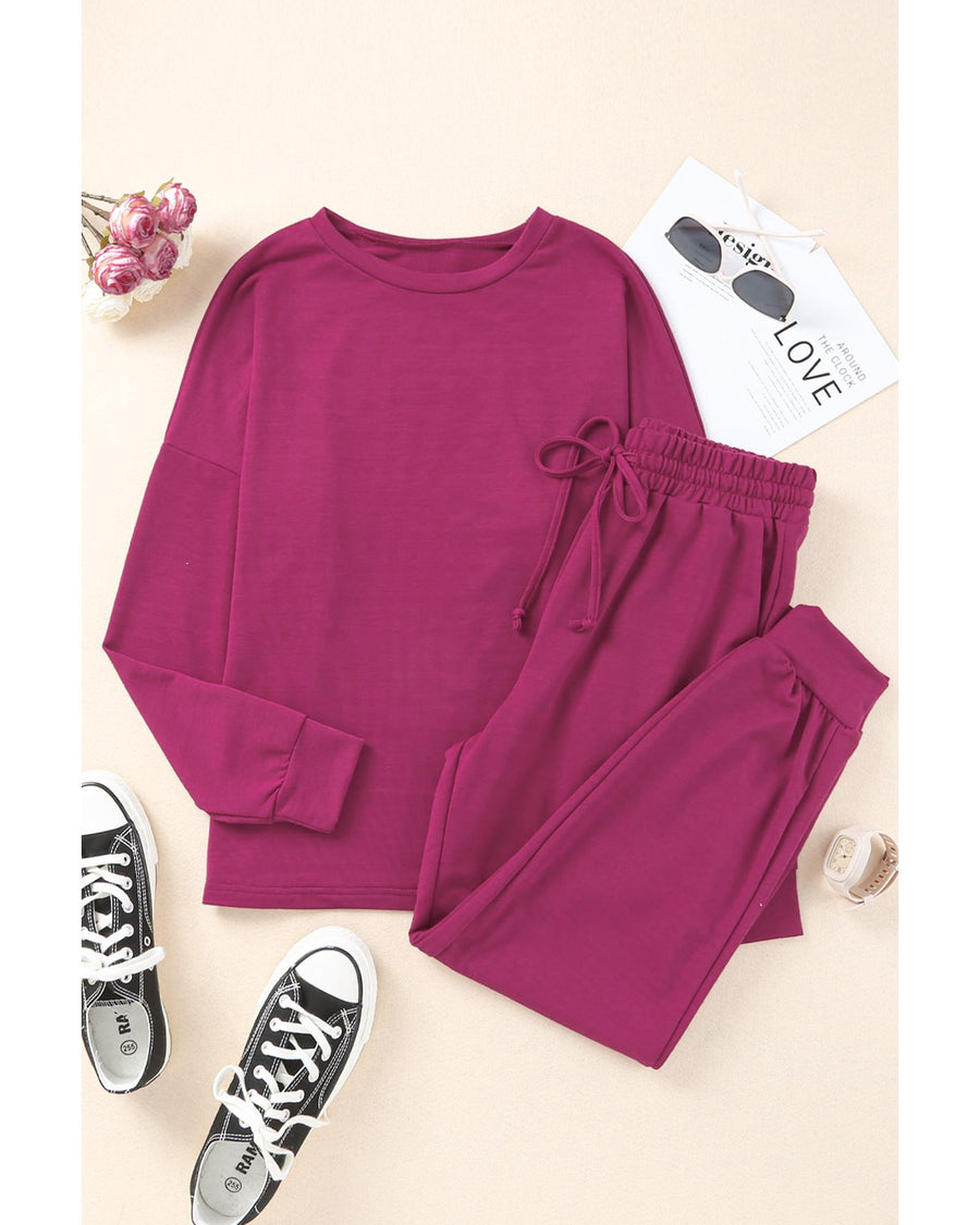 Long Sleeve Pullover and Jogger Pants Lounge Set - L