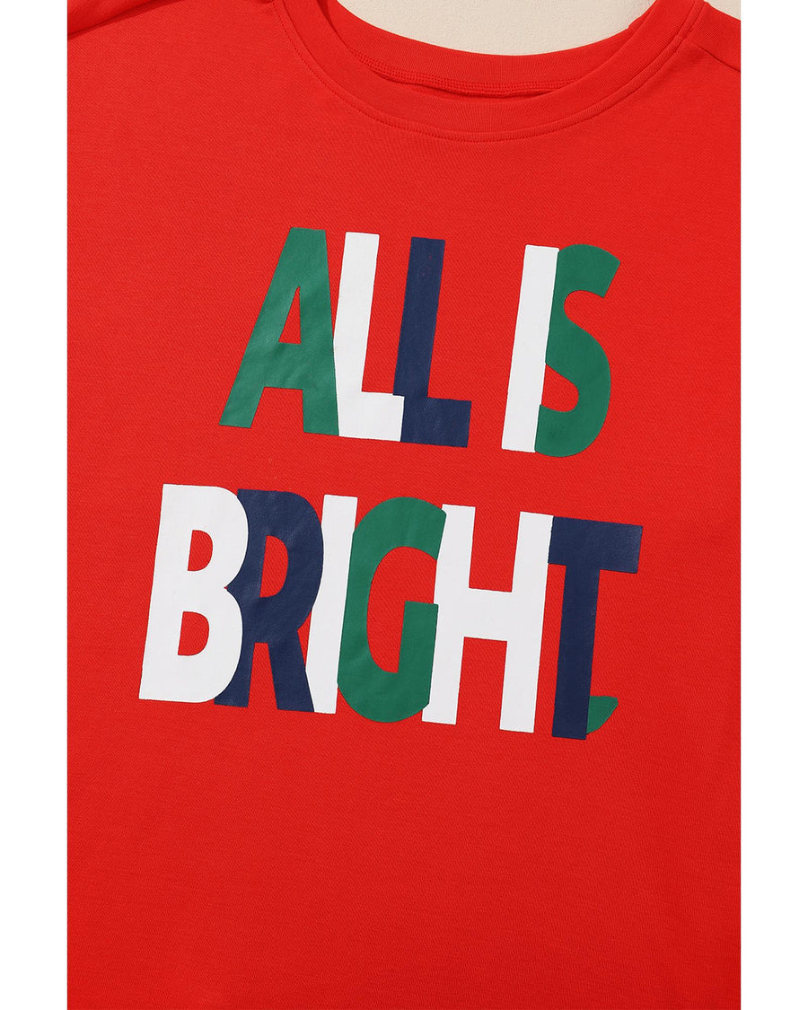 Multicolor ALL IS BRIGHT Graphic Christmas Plaid Pajamas Set - L