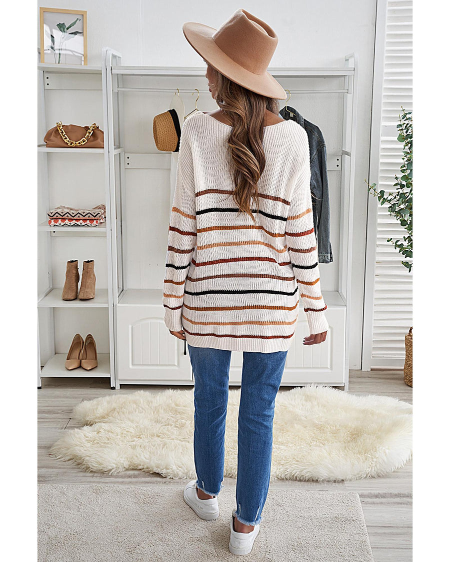 Multicolor Striped Knit Sweater - 2XL