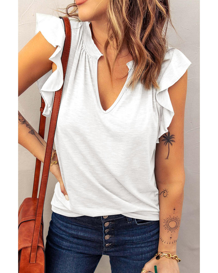 Azura Exchange V Neck Butterfly Sleeve Top - L