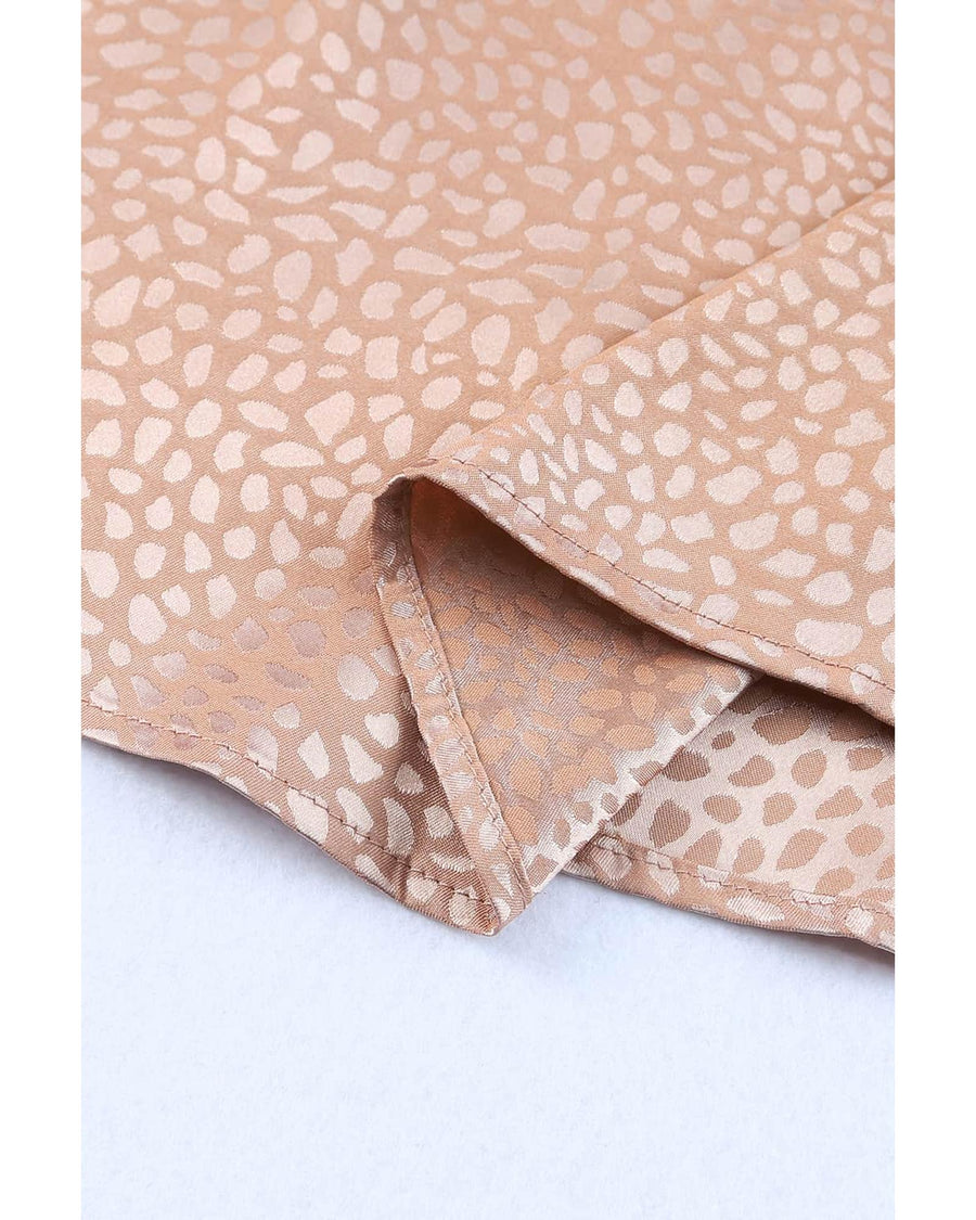 Pink Sleeveless Tie Mock Neck Leopard Tank Top - XL