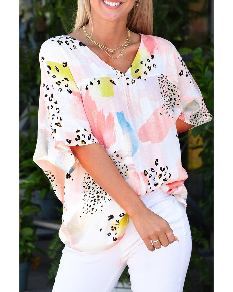 Azura Exchange Watercolor Mixed Print Loose Top - S