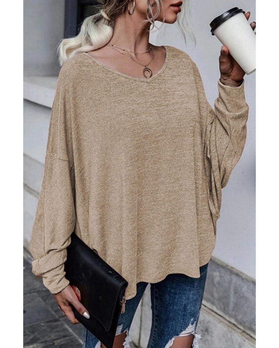 Azura Exchange Tie Plunging Back Dolman Sleeve Oversize Top - 2XL