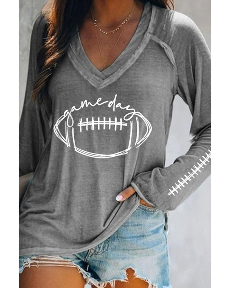 Azura Exchange Game Day Soccer Graphic Print Long Sleeve Top - M