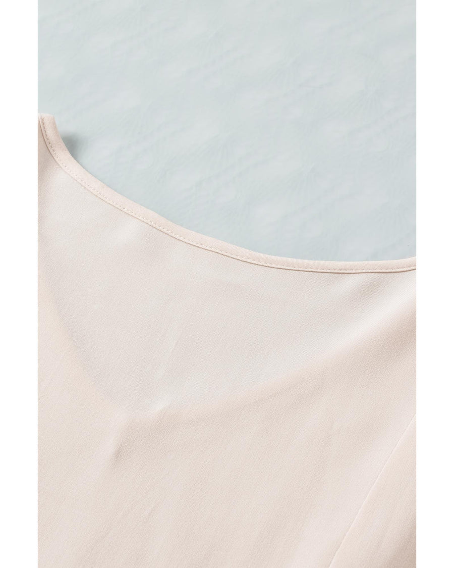 Azura Exchange Loose V Neck Top with Ruffled Lace Detail - L