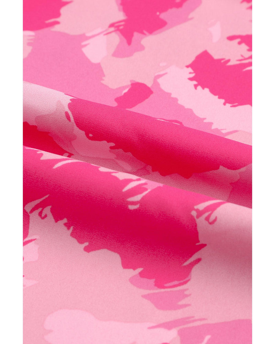 Pink Leopard Frilled Collar Printed Tank Top - S
