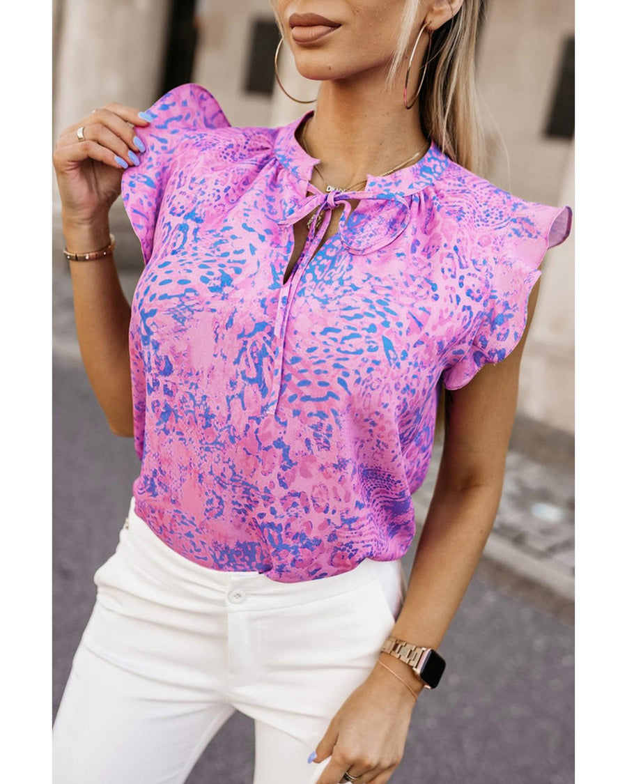 Azura Exchange Ruffle Leopard Print Top - M