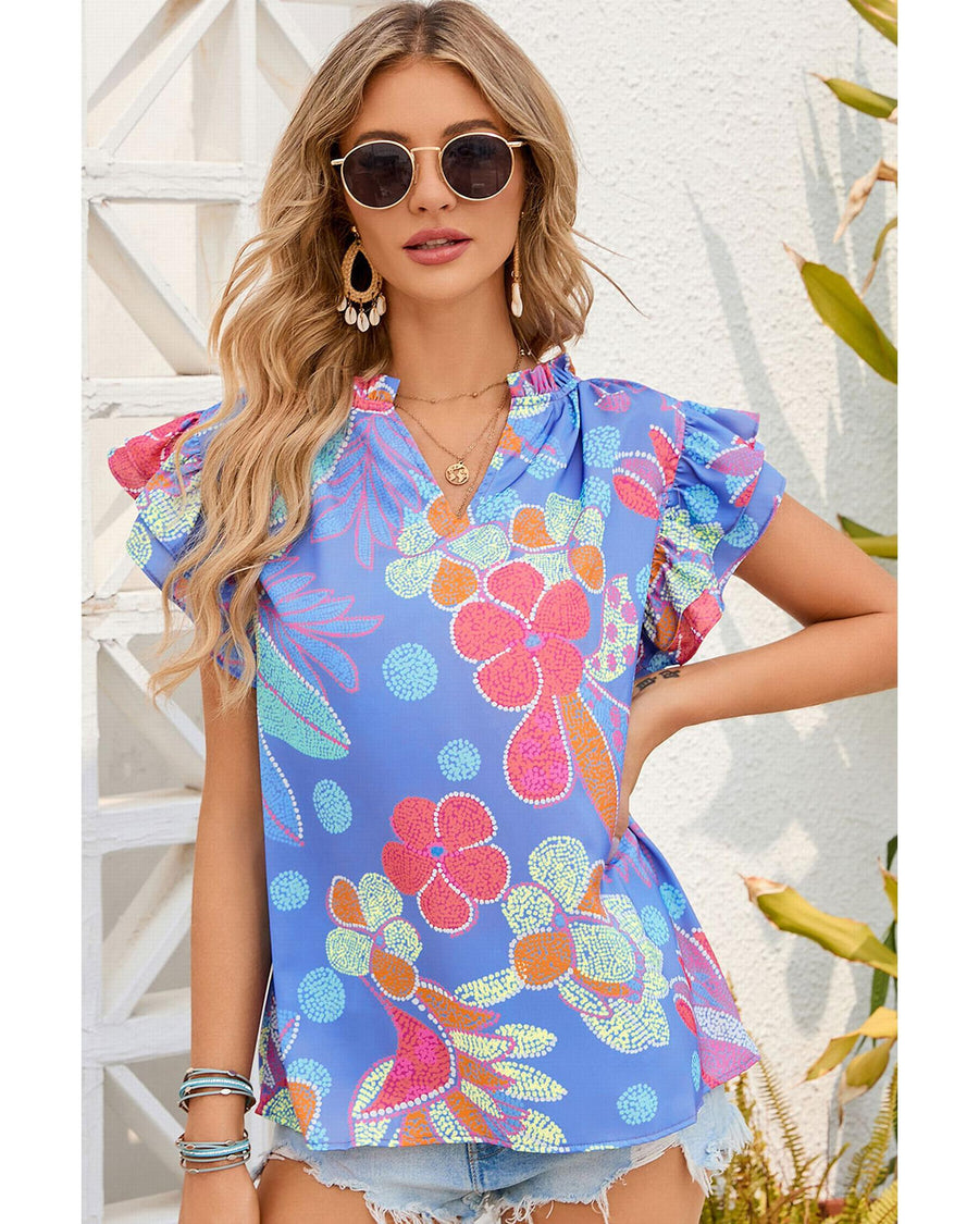 Azura Exchange Flutter Floral Top - M