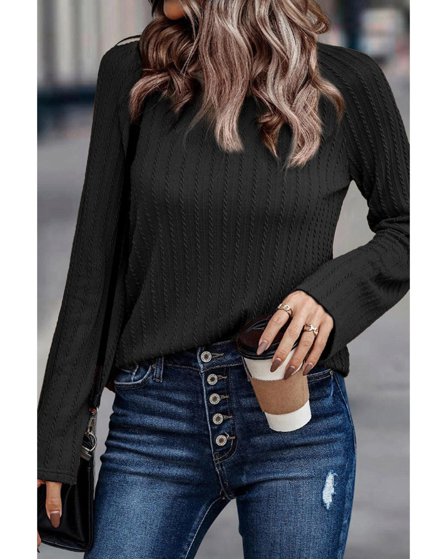 Azura Exchange Ribbed Round Neck Knit Long Sleeve Top - XL