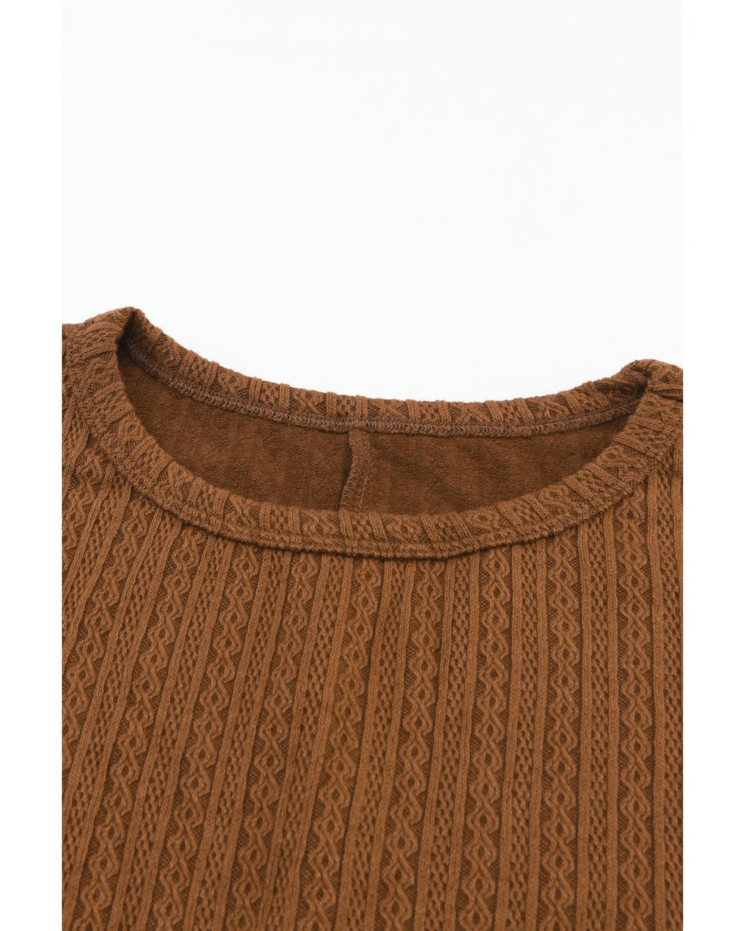Orange Faux Knit Jacquard Puffy Long Sleeve Top - S