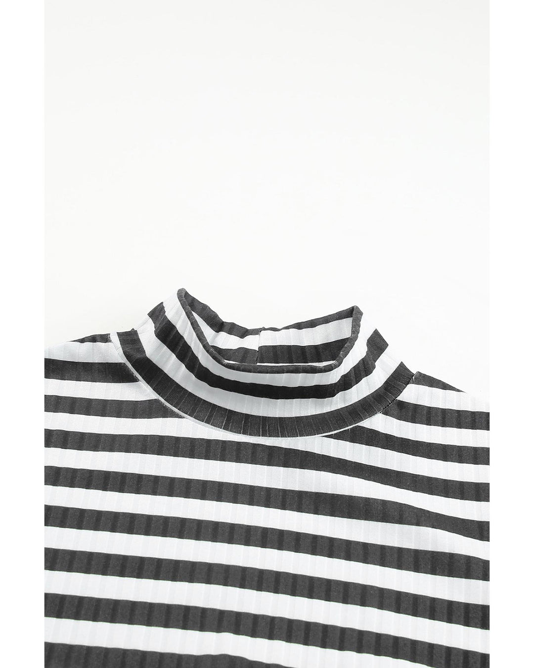 Black Striped Print Textured Knit Long Sleeve Tee - XL