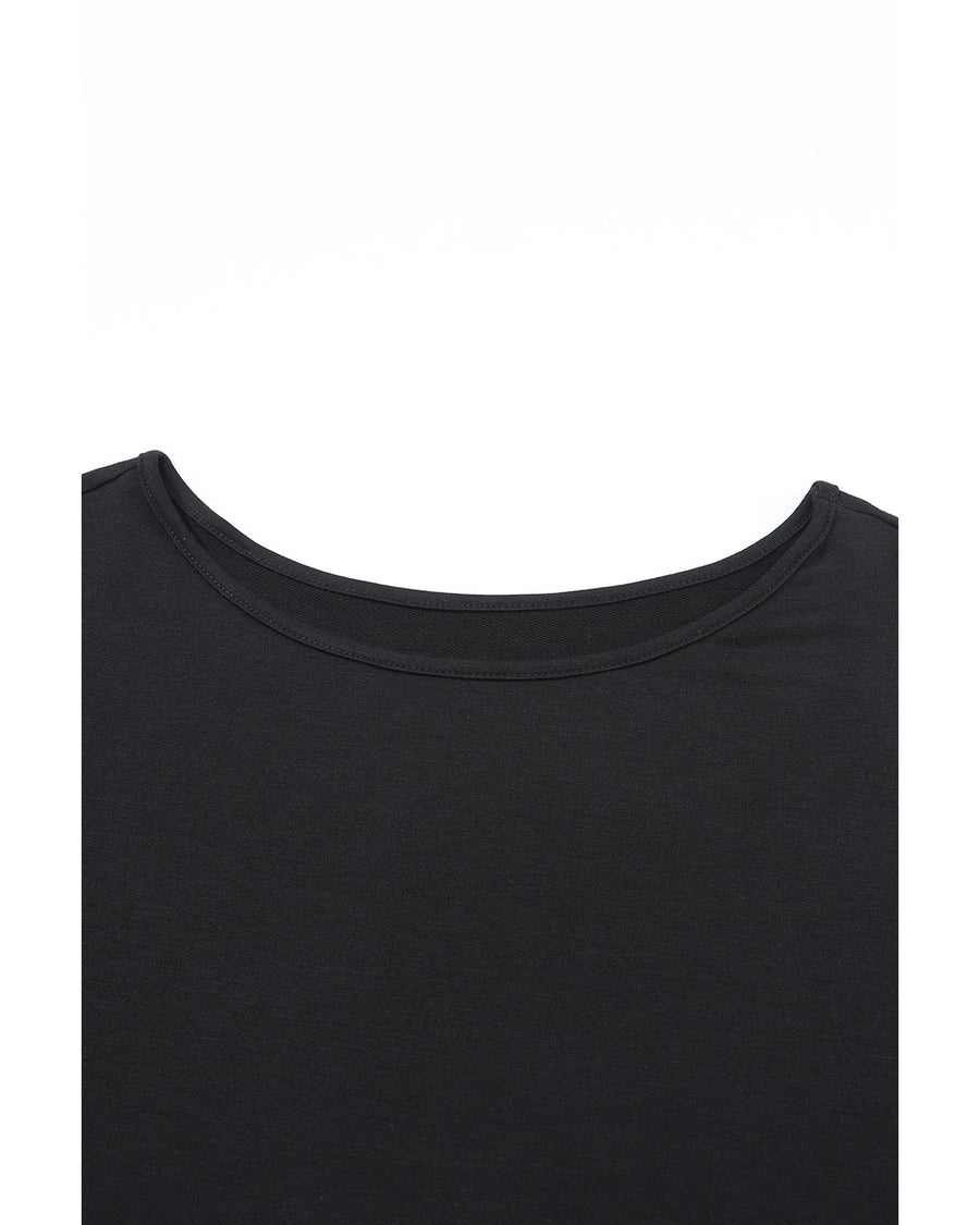 Black Asymmetrical Cut Out Buttoned Long Sleeve Top - S