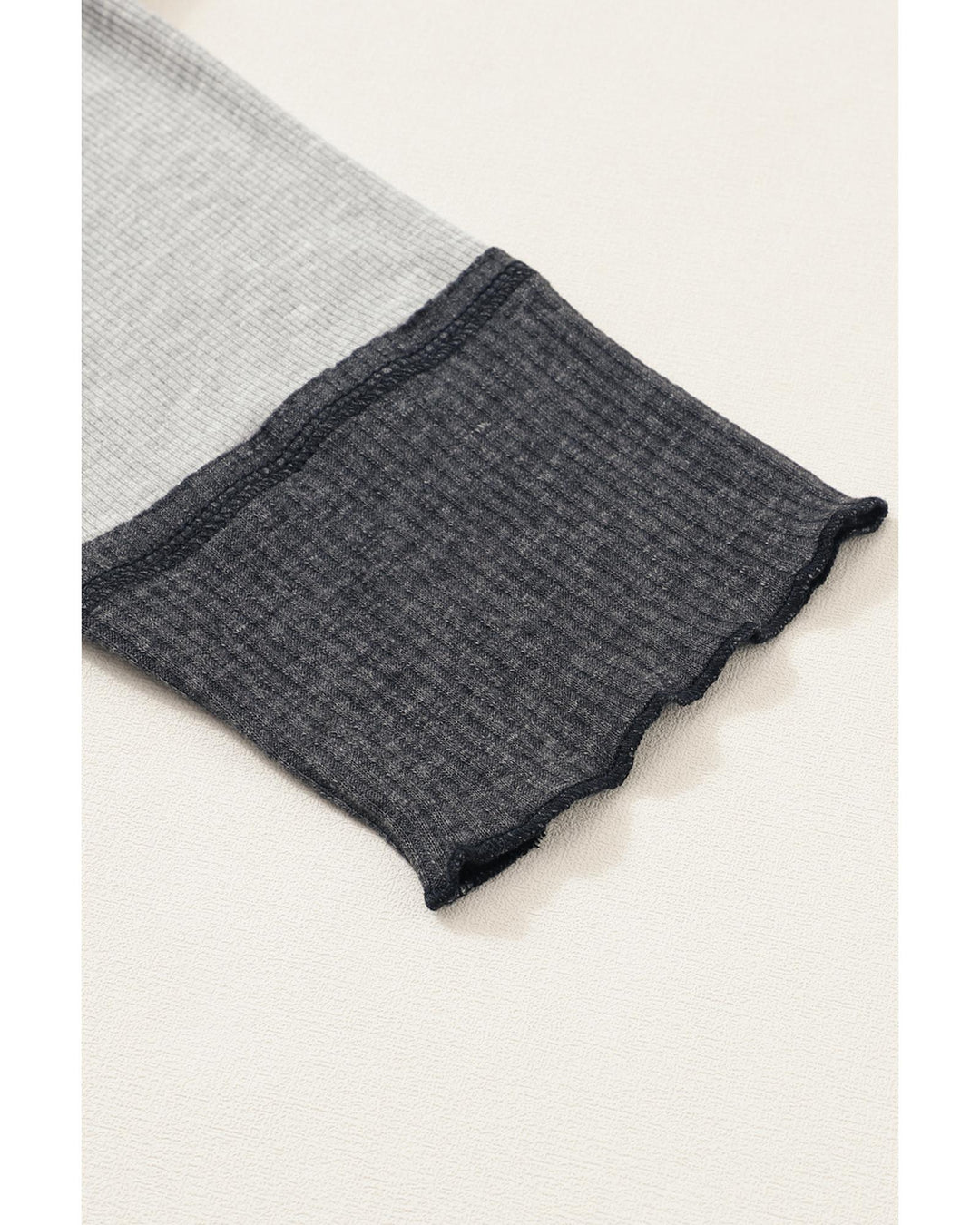 Gray Colorblock Seamed Ribbed Henley Hoodie - S