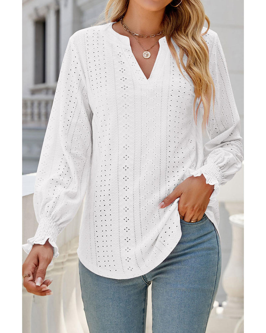 Azura Exchange Split Neck Textured Loose Blouse - XL