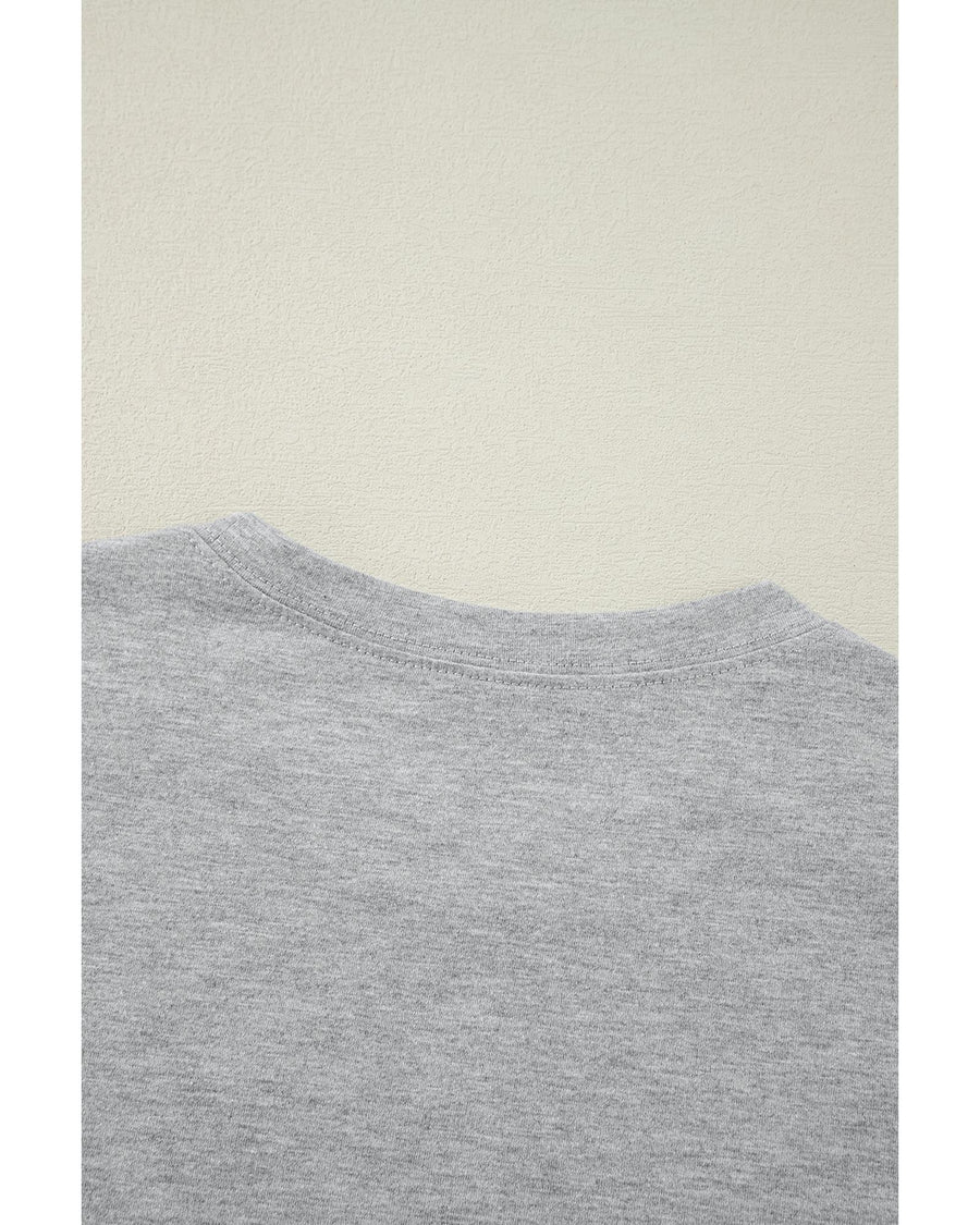 Gray Crew Neck Pleated Tank Top - L