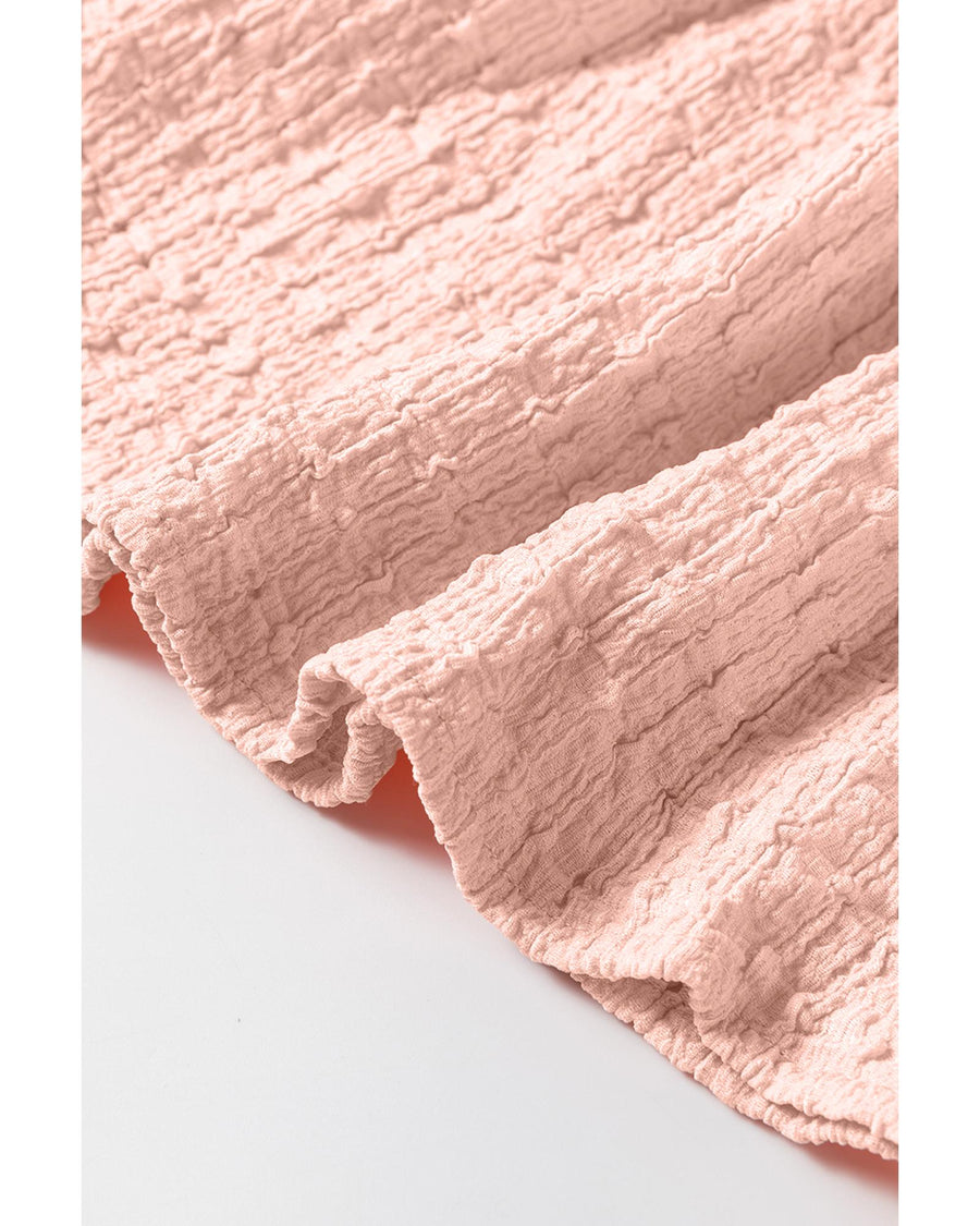 Light Pink Textured Tiered Flowy Blouse - M
