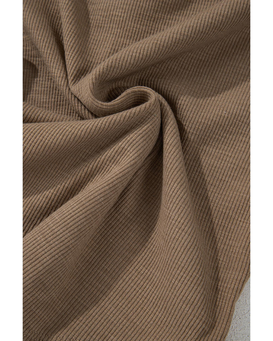 Chestnut Anglaise Broider Ribbed Long Sleeve Top - XL