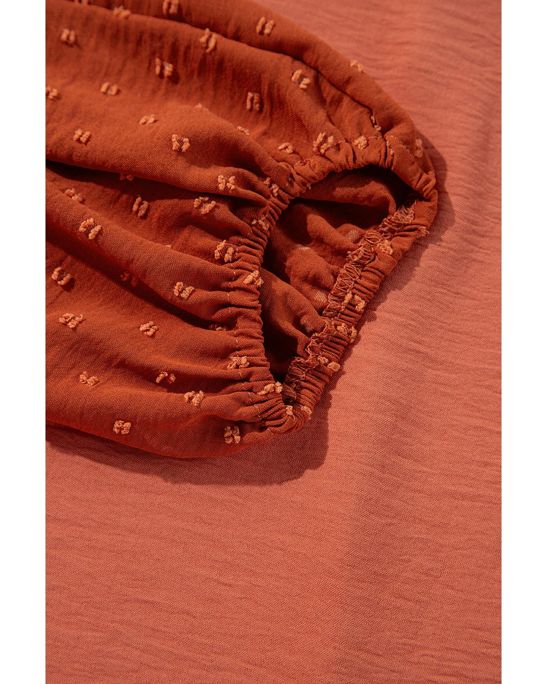 Russet Orange Swiss Dot Balloon Sleeve Loose Blouse - M