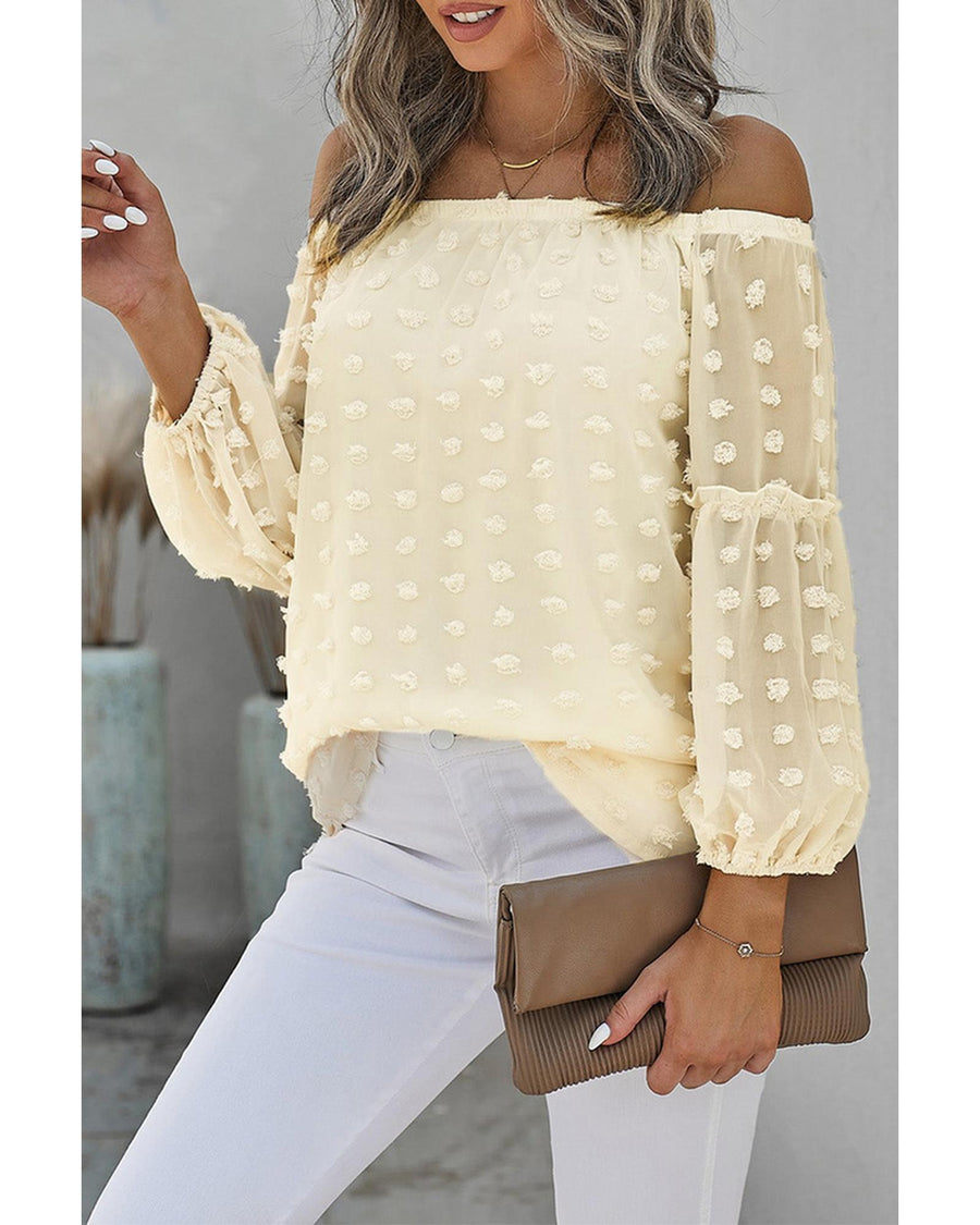 Azura Exchange Off The Shoulder Swiss Dot Blouse - 2XL