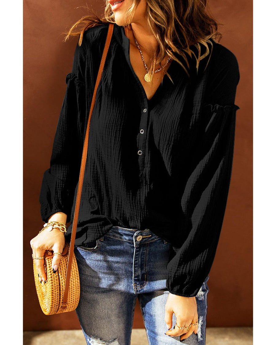 Azura Exchange Crinkled Balloon Sleeve Top - XL