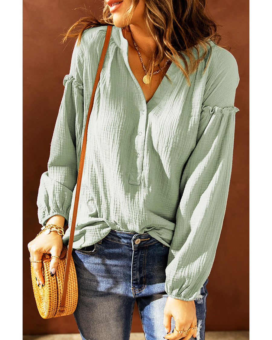 Azura Exchange Balloon Sleeve Crinkled Top - XL