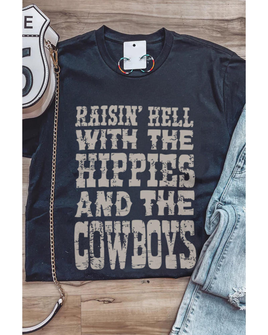 Azura Exchange Hippies And The Cowboys Graphic Tee - S