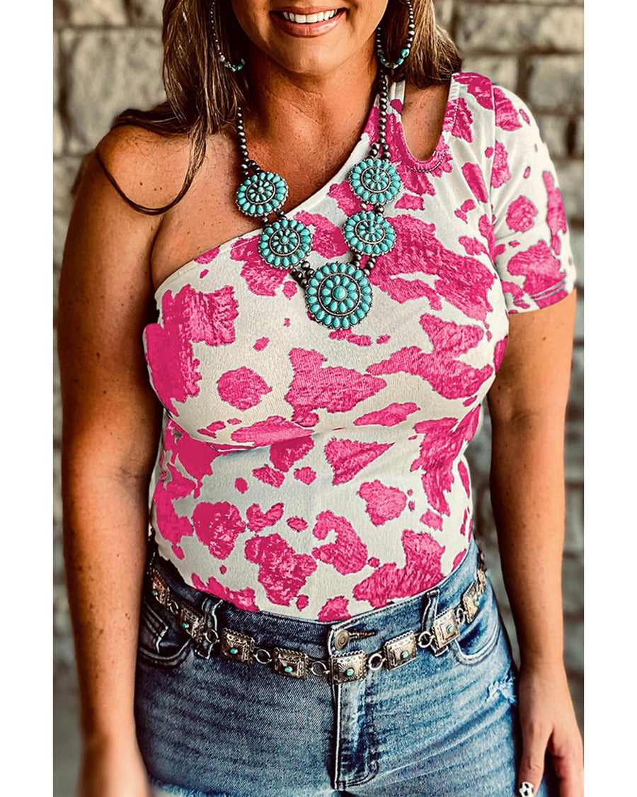 Azura Exchange Cow Print Cut-out Top - L